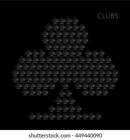 Card Suits Clubs Made of Clubs - Paper Effect Game Symbol Clubs with Shadows on Black Background - Gradient Graphic Style