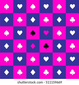 Card Suits Cosmos Purple Blue Pink Chess Board Background Vector Illustration