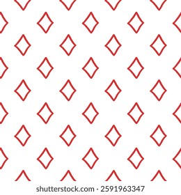 Card suits diamond club seamless pattern background Doodle design for textile Alice in Wonderland style Red geometric romb Fashion print for clothes greeting invitation card flyer banner poster cover