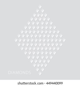 Card Suits Diamonds Made of Diamonds - Paper Effect Game Symbol Diamonds with Shadows on Grey Background - Gradient Graphic Style