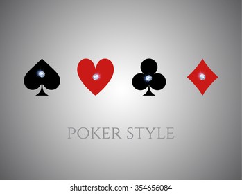 card suits with diamonds , poker style background