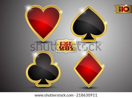 Card suits in gold on a gray background