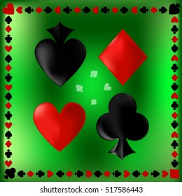 Card suits hearts, spades, clubs, diamonds EPS 10