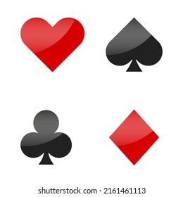 Card suits icon set for casino, poker