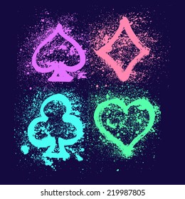 Card suits ink splash. eps10