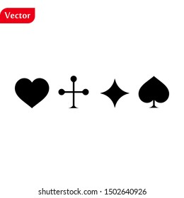 Card suits isolated on white. Vector black and red playing card suits spade, diamond, heart and pike. eps10