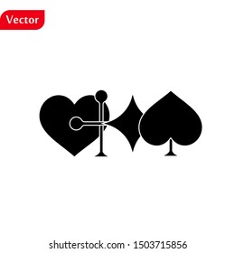 Card suits isolated on white. Vector black and red playing card suits spade, diamond, heart and pike.