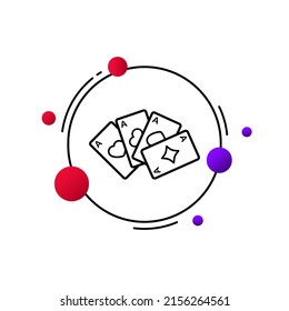 Card suits line icon. Diamonds, Trump, Hearts, Clubs, Spades. Poker playing cards, Spades Hearts Diamonds and Clubs. Vector line icon for Business and Advertising