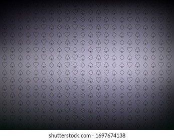 Card suits line pattern grey background shadow vector illustration