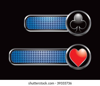 card suits on blue checkered tabs