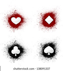 Card suits on ink splash. eps10