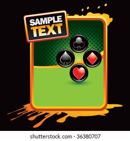 card suits on orange splatter banner template