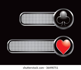 card suits on silver horizontal banners