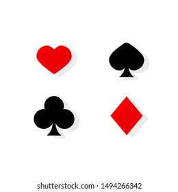 Card suits on white background, poker set