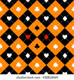 Card Suits Orange Black White Chess Board Diamond Background Vector Illustration