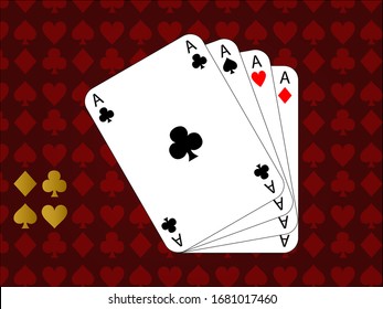 Card suits pattern with aces cards vector illustration