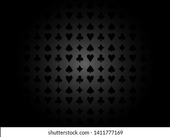 Card suits pattern shadow center black