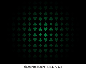 Card suits pattern shadow center green
