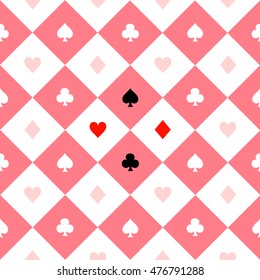 Card Suits Pink White Chess Board Diamond Background Vector Illustration.