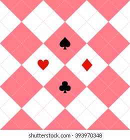 Card Suits Pink White Diamond Background Vector Illustration