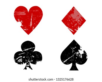 Card Suits Poker Vector Illustration Grundge Design