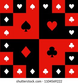 Card Suits Red Black White Chess Board Background Vector Illustration