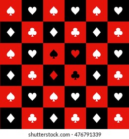 Card Suits Red Black White Chess Board Background Vector Illustration
