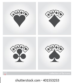 Card suits. Set of flat icons. Vector illustration