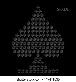 Card Suits Spade Made of Spades - Paper Effect Game Symbol Spade with Shadows on Black Background - Gradient Graphic Style