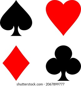 Card suits in vector: Diamonds, Hearts, Clubs, Spades