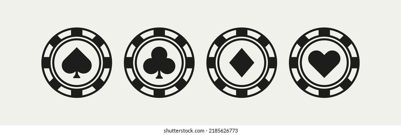 Card suits. Vector illustration. Spades, hearts, diamonds, clubs, gamble, game of chance, play, bet, deck, casino. Gambling concept. Vector line icon for Business and Advertising.