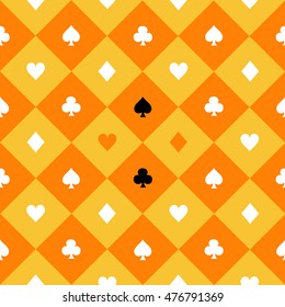 Card Suits Yellow Orange Gold White Chess Board Diamond Background Vector Illustration