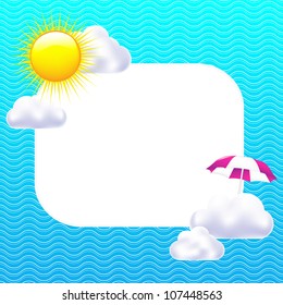 Card With Sun And Clouds, Vector Illustration