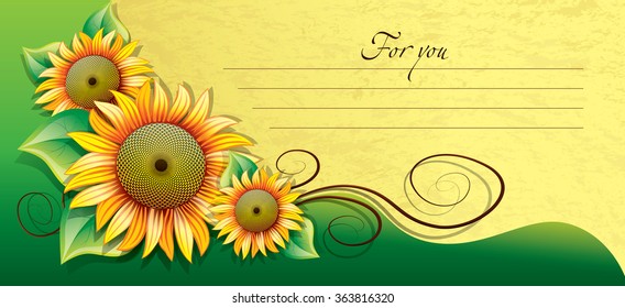 Card with sunflowers
