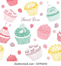 card with sweet cakes