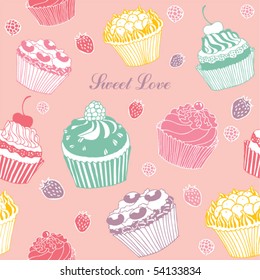 card with sweet cakes
