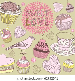 card with sweet dessert