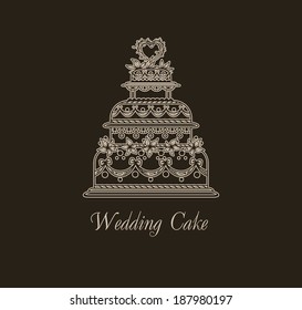card with sweet wedding cake