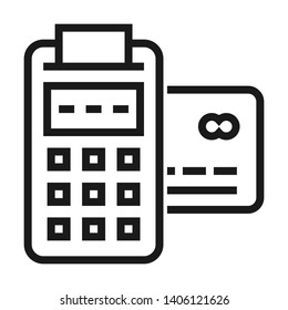 Card swipe machine. Simple design. Line vector. Isolate on white background.