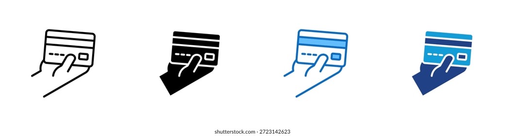 Card Swipe Multiple Style Icon Design Vector - hand swiping a credit card, representing payment, transaction, or purchase