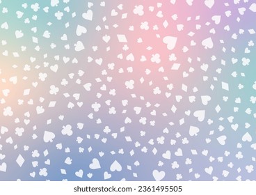 Card symbol heart diamond club spades colorful gradient random pattern background. vector illustration.