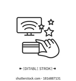 Card system line icon. Non-cash payment. Terminal payment. Transportation, storage and logistics service. Inventory tracking and control concept. Isolated vector illustration. Editable stroke
