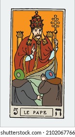 Card for tarot - the hierophant, the pope.