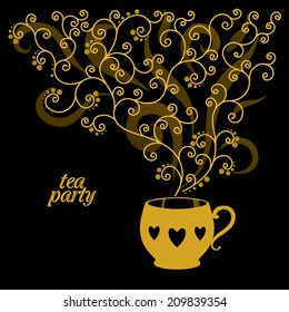 Card with teacup.Vector illustration