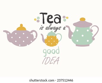 card with teapot vector illustration