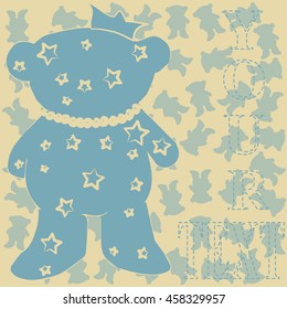 card with teddy bear and bead

