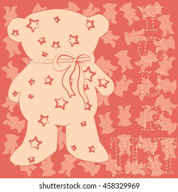 card with teddy bear and bow
