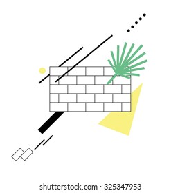 Card template with abstract geometric composition in modern retro style 4