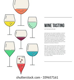 Card template with abstract glasses. Wine list design. Vector elements.
