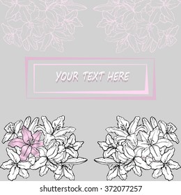 card template with abstract lily flowers vector background